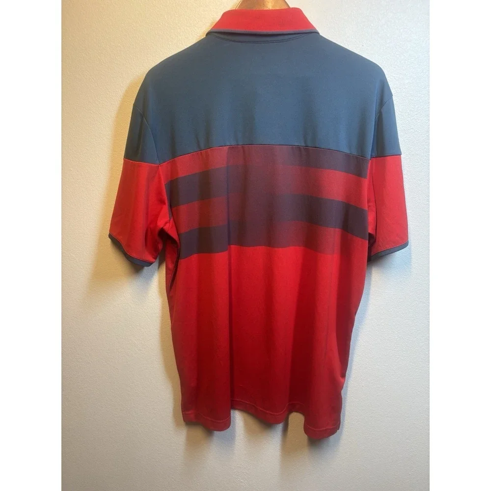 Adidas Shirt‎ Men USA Golf Climachill Red Blue Collared Polo XL Shirt Sleeve